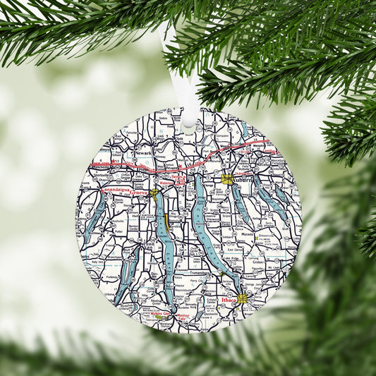 Finger Lakes New York Vintage Map Ornament