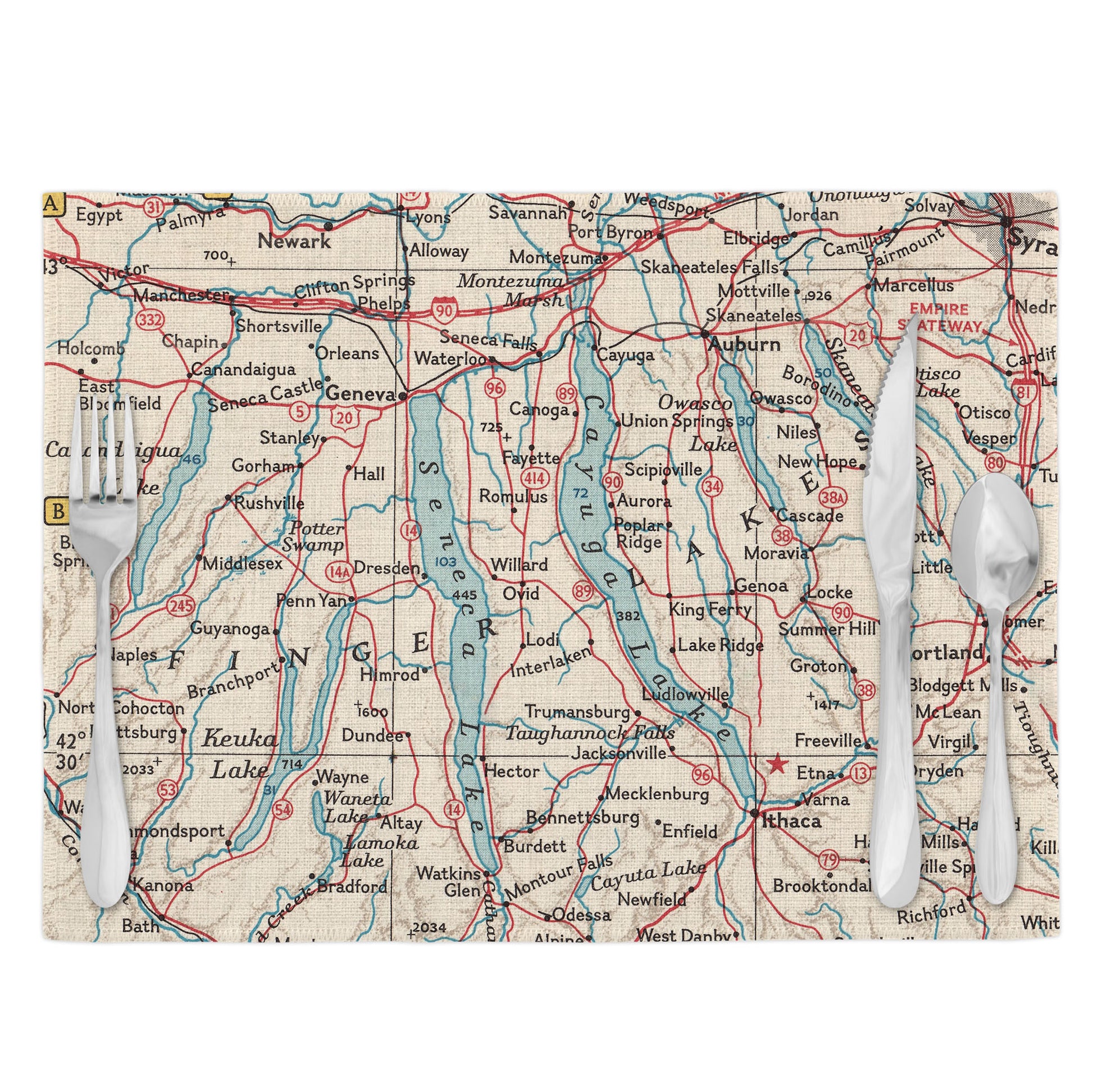 Finger Lakes Vintage Map Placemats Set of 4