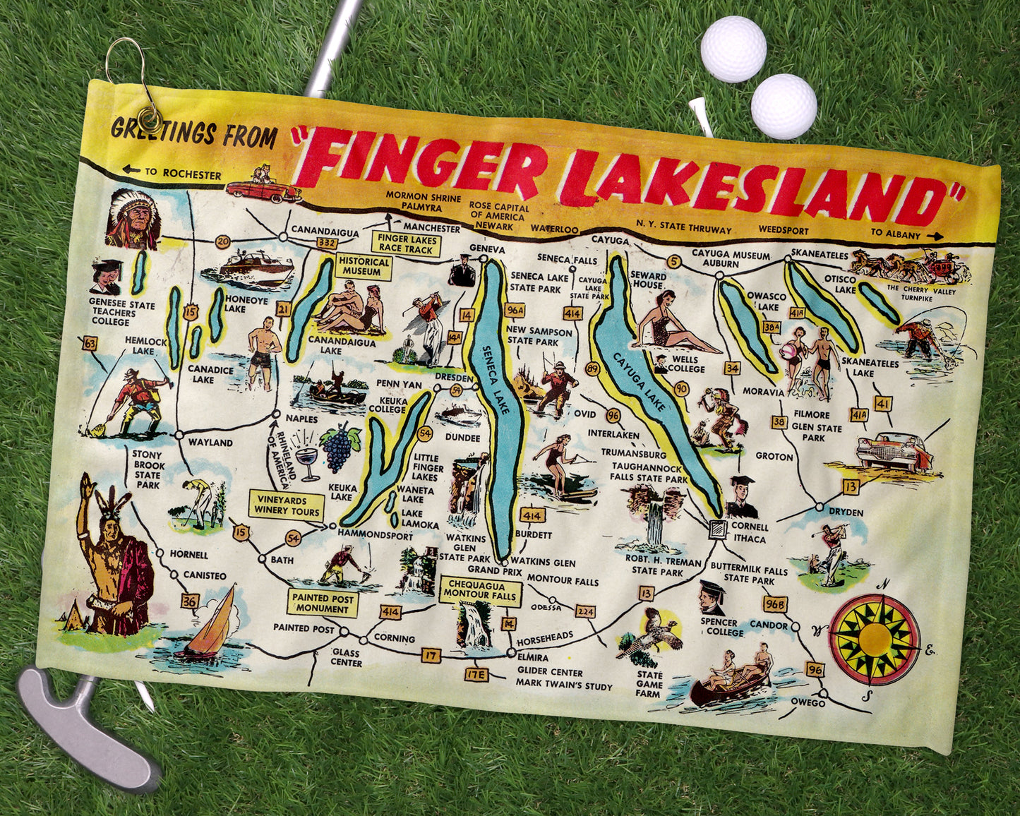 Finger Lakes New York golf towel primary image