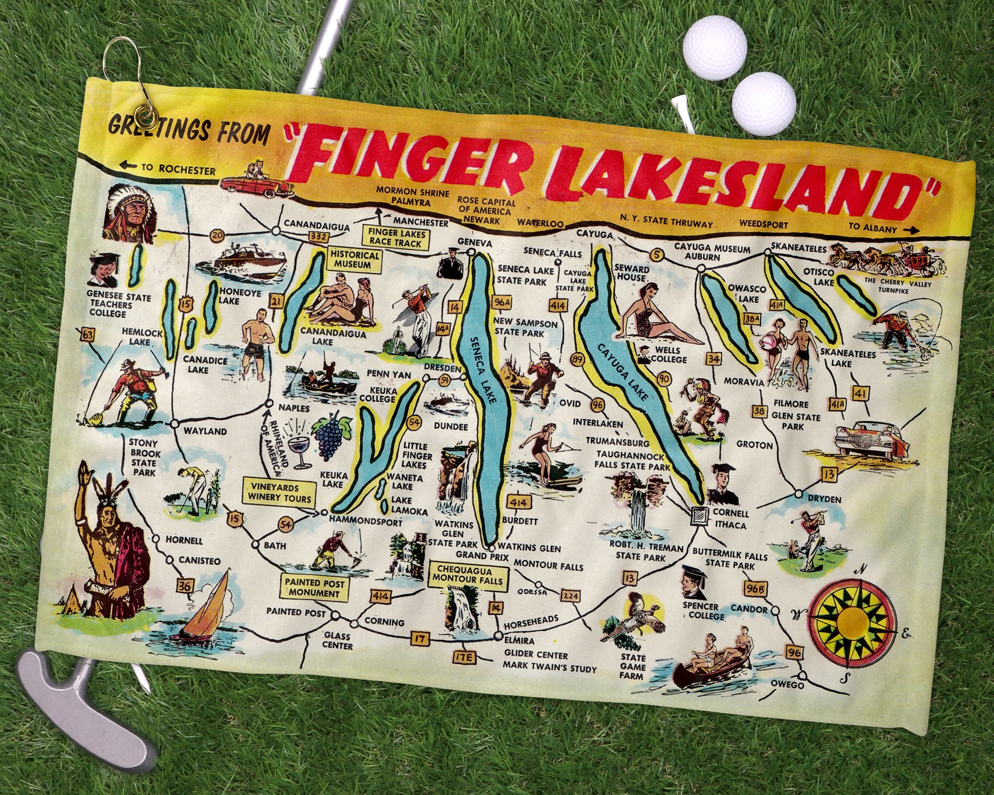 Finger Lakes New York golf towel primary image