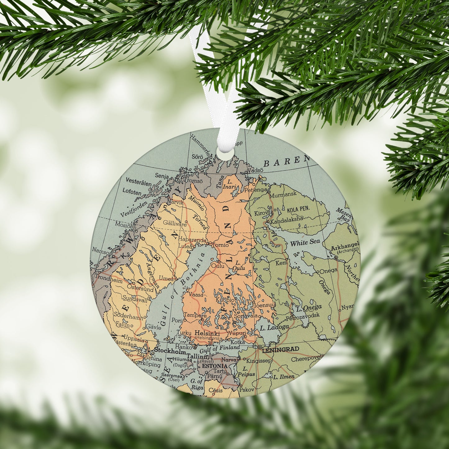 Finland Vintage Map Ornament