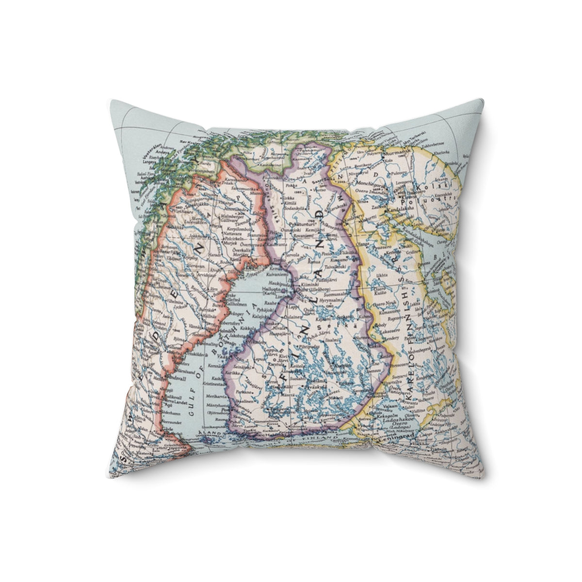 Finland vintage map pillow