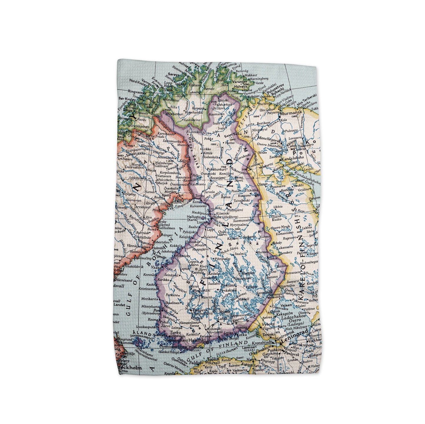 Finland Map Tea Towel | Waffle-Weave Kitchen Towel Gift