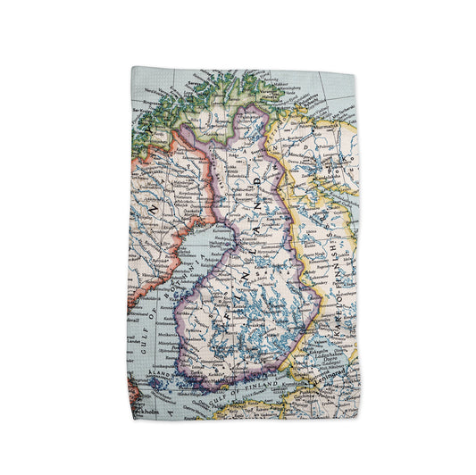 Finland Map Tea Towel | Waffle-Weave Kitchen Towel Gift