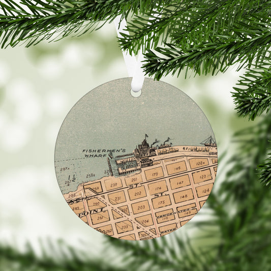 Fisherman's Wharf, San Francisco Vintage Map Ornament