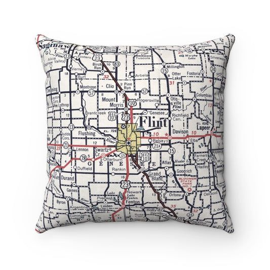 Flint Michigan vintage map pillow