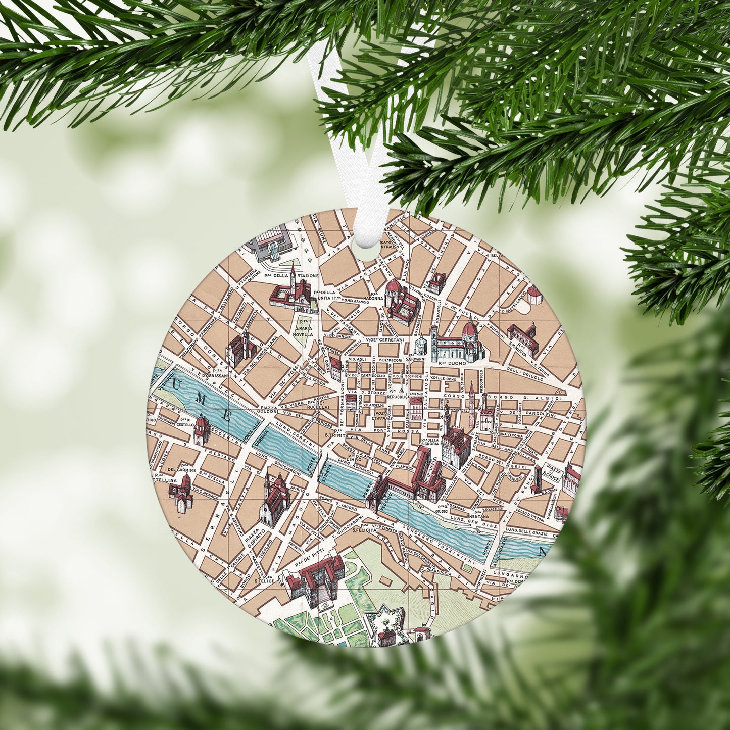 Florence Italy Vintage Map Ornament