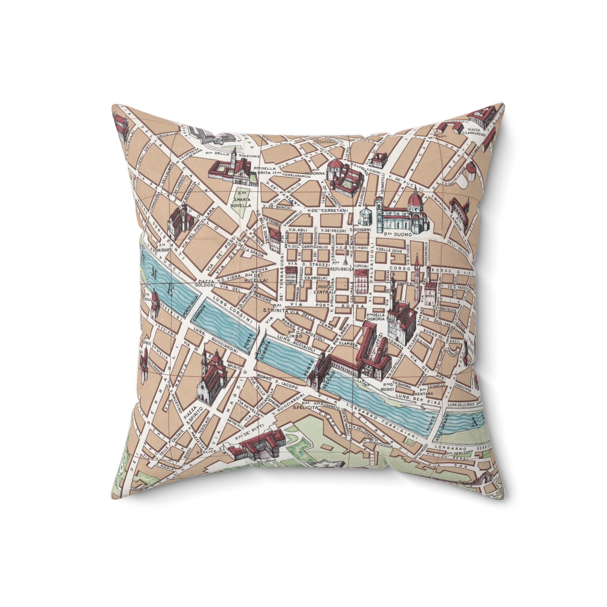 Florence Italy vintage map pillow