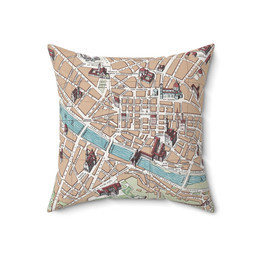 Florence Italy vintage map pillow