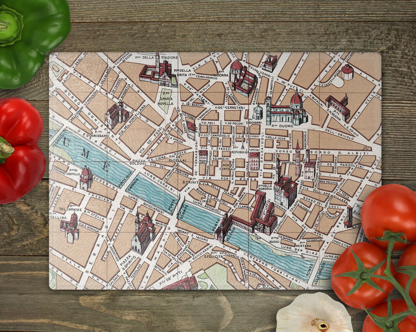 Florence Italy Map Cutting Board | Travel Gift | Kitchen Decor