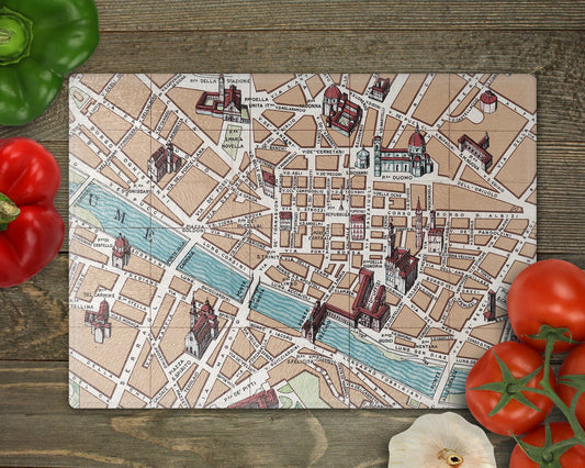 Florence Italy Map Cutting Board | Travel Gift | Kitchen Decor