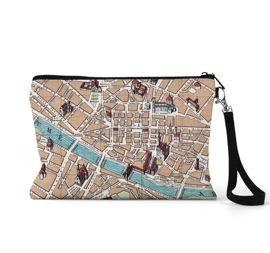 Florence Italy map wristlet travel pouch