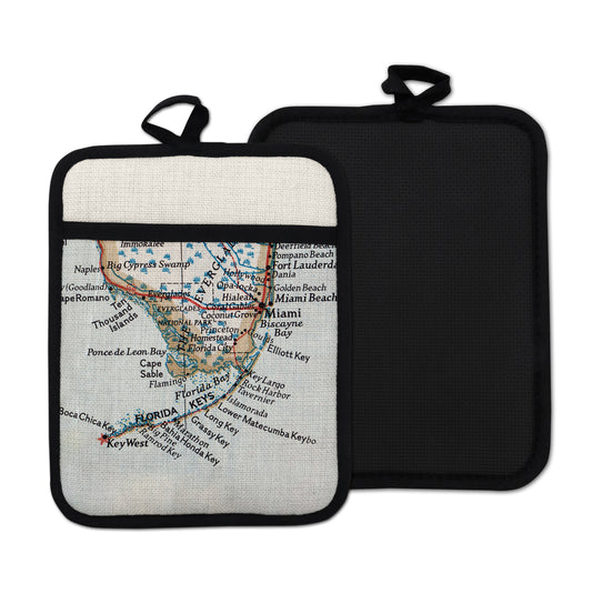 Florida Keys vintage map hot pad kitchen decor