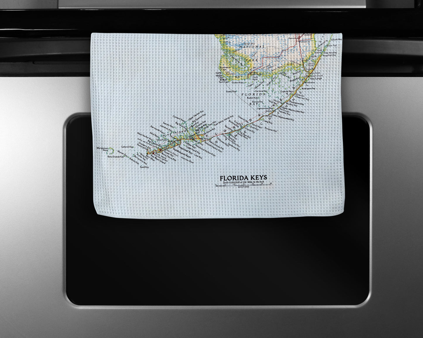Florida Keys Map Tea Towel | Waffle-Weave Kitchen Towel Gift