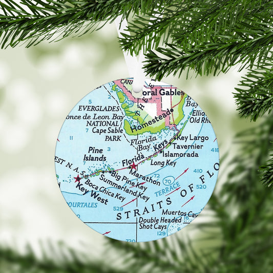 Florida Keys Vintage Map Ornament
