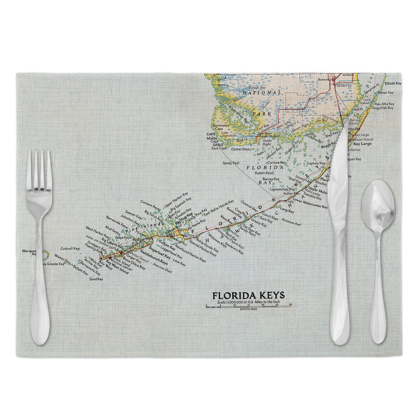 Florida Keys Vintage Map Placemats Set of 4