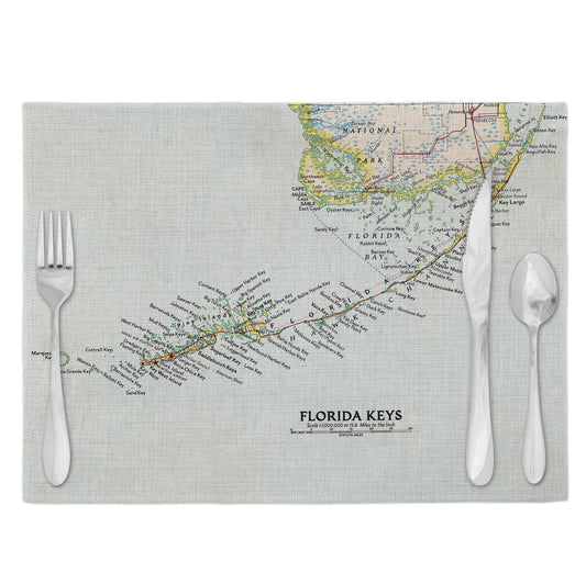 Florida Keys Vintage Map Placemats Set of 4