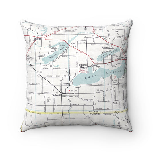Fontana Wisconsin vintage map pillow