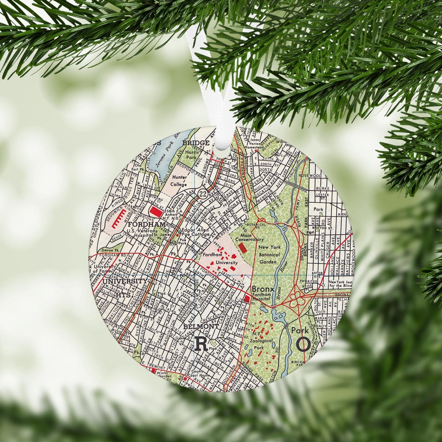 Fordham University Vintage Map Ornament