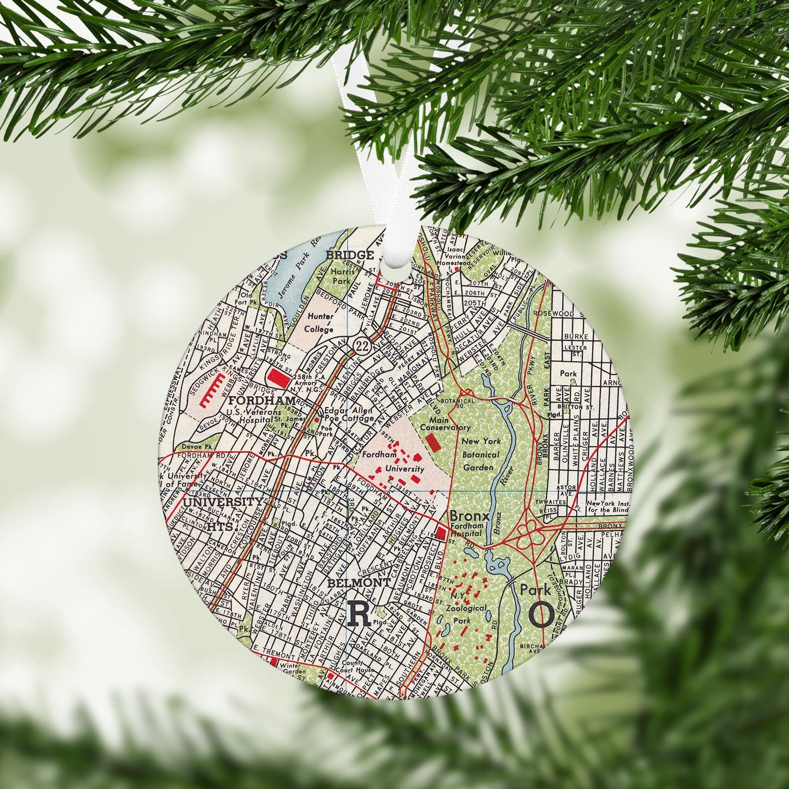 Fordham University Vintage Map Ornament