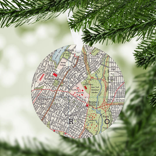 Fordham University Vintage Map Ornament