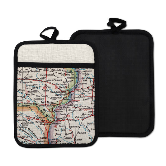 Fort Madison, Iowa vintage map hot pad