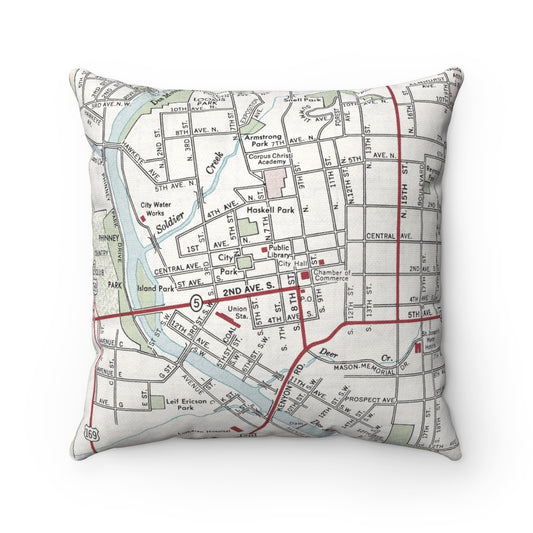 Fort Dodge Iowa vintage map pillow