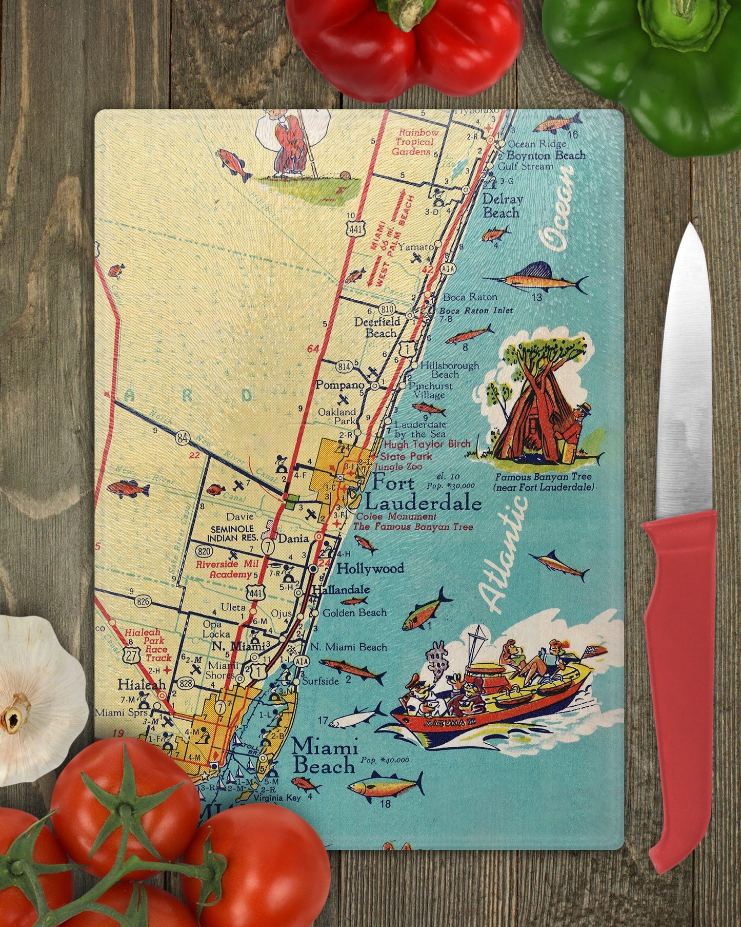 Fort Lauderdale Florida Map Cutting Board | Travel Gift | Kitchen Decor