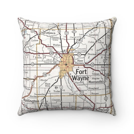 Fort Wayne Indiana vintage map pillow