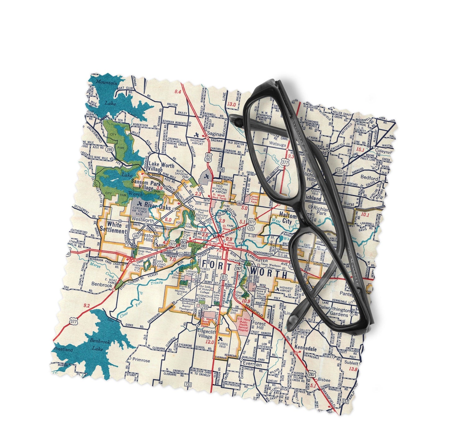 Fort Worth Texas Map Lens Cloth | Fort Worth Microfiber Glasses Cleaner | Travel Gift