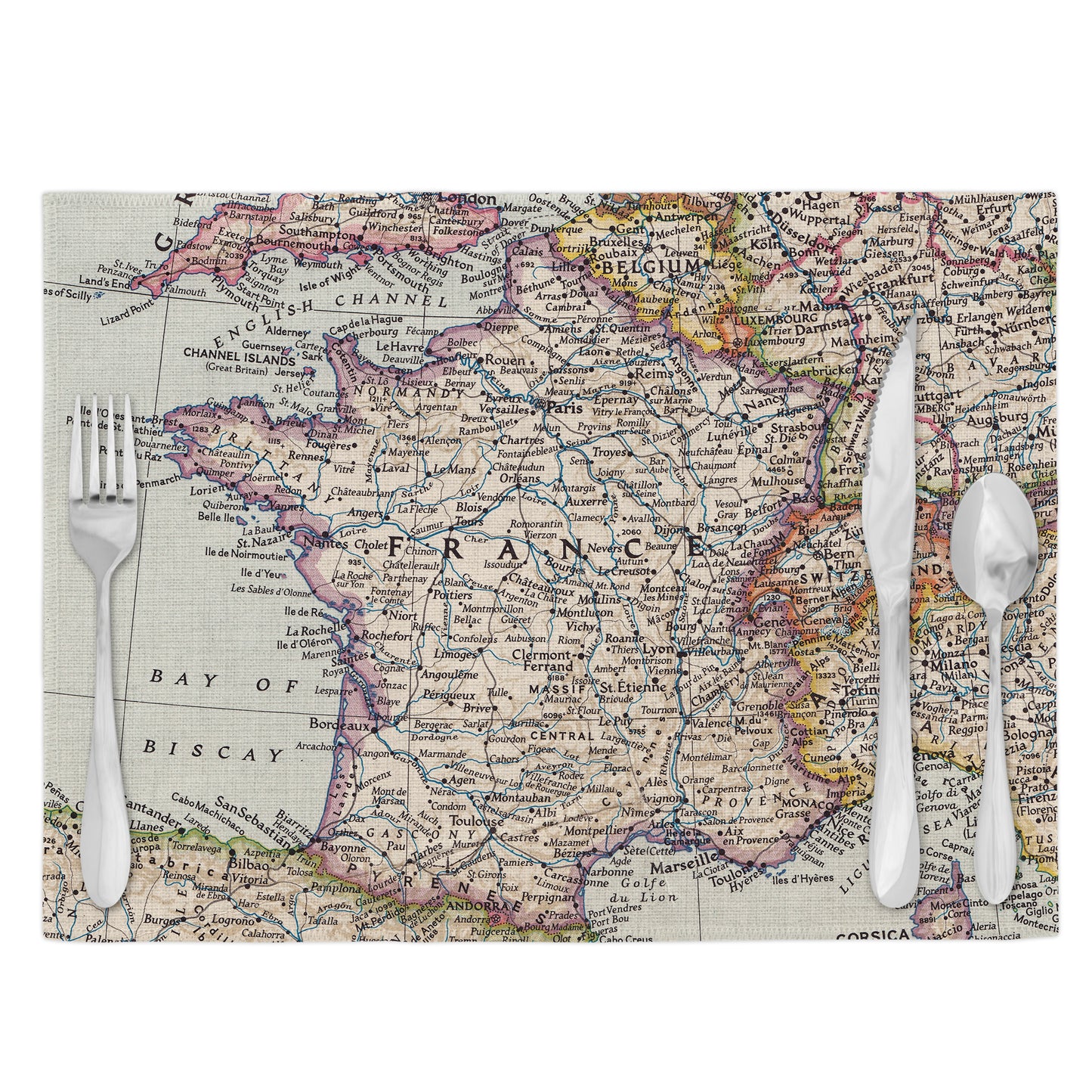 France Vintage Map Placemats Set of 4
