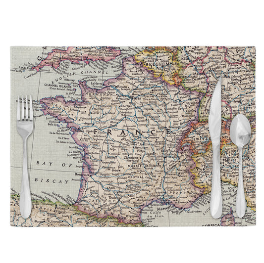 France Vintage Map Placemats Set of 4