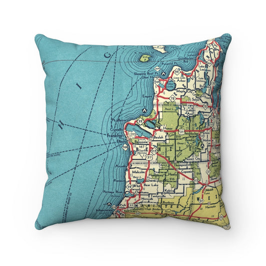 Frankfort Michigan vintage map pillow