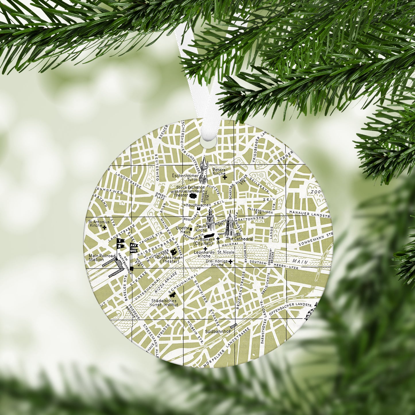 Frankfurt Germany Vintage Map Ornament