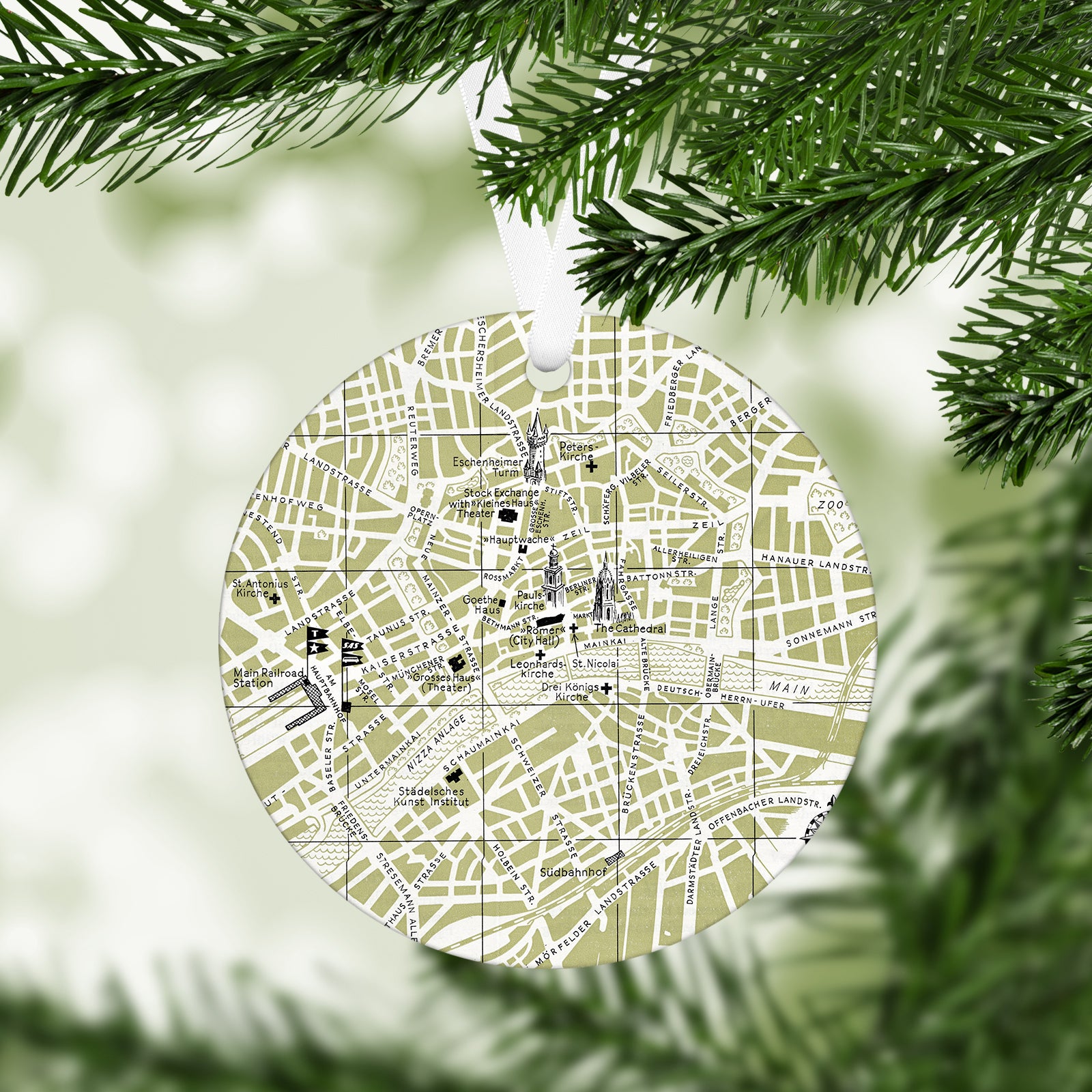 Frankfurt Germany Vintage Map Ornament