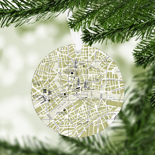 Frankfurt Germany Vintage Map Ornament