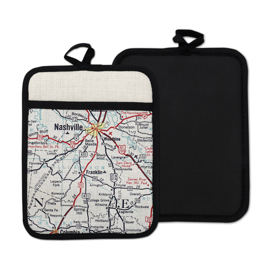 Franklin Tennessee vintage map hot pad kitchen decor