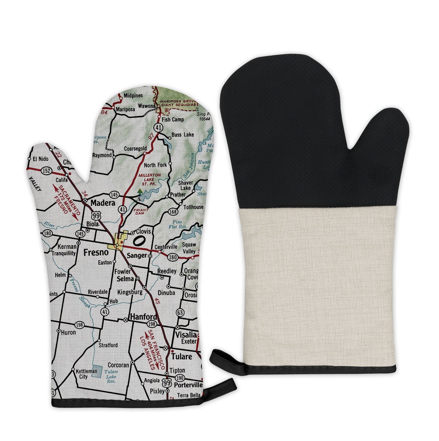 Fresno, California Map Oven Mitt | Vintage-Inspired Kitchen Gift