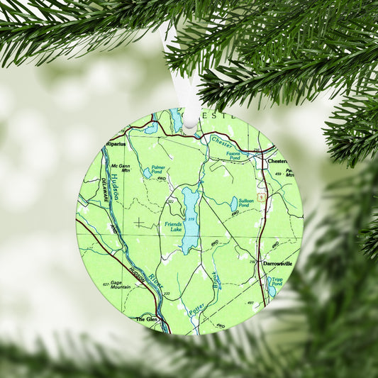 Friends Lake New York Vintage Map Ornament