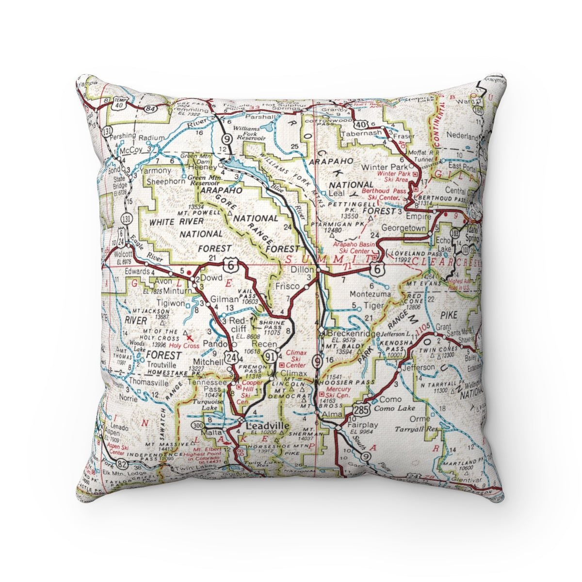 Frisco Colorado vintage map pillow