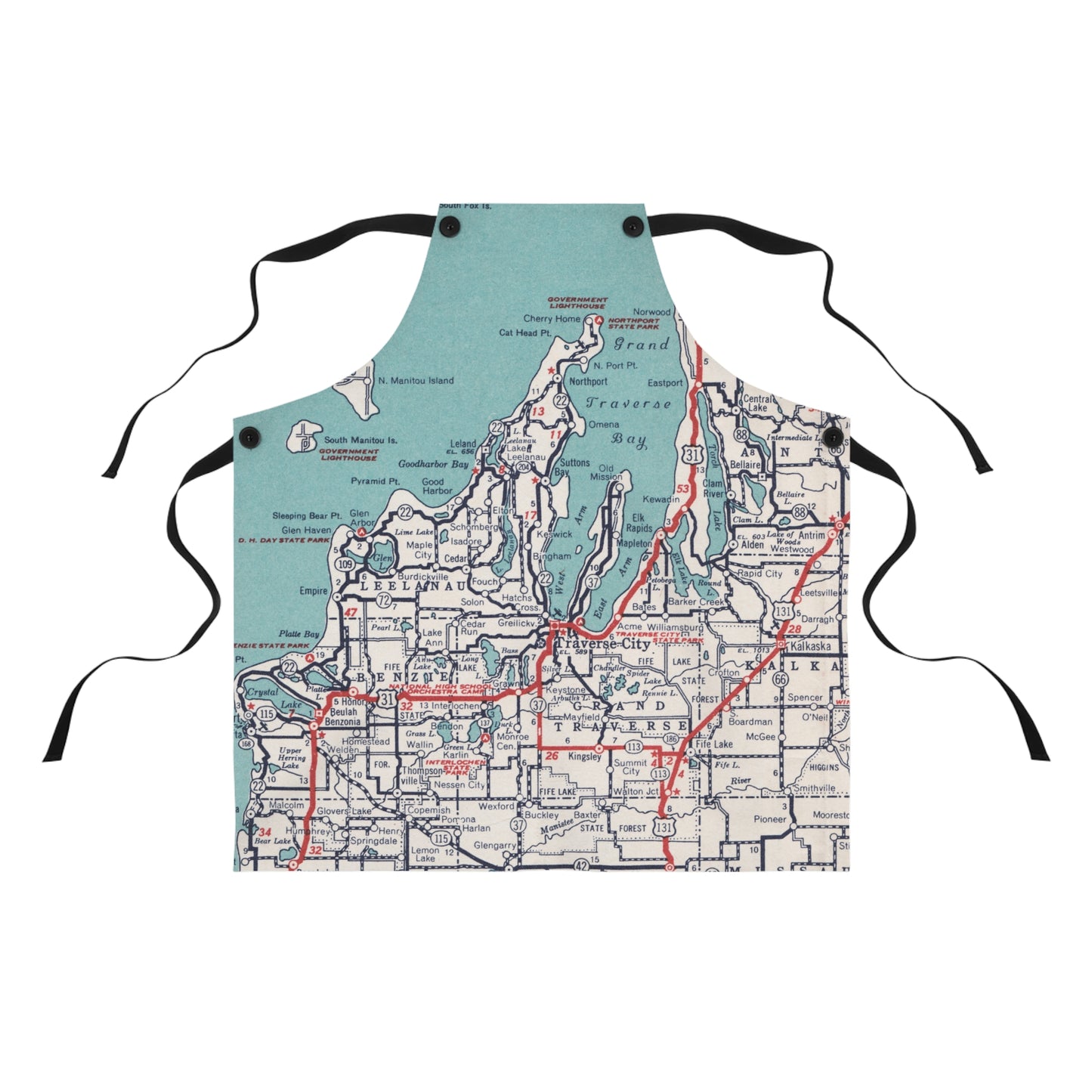 Traverse City Michigan Map Apron  Vintage-Inspired Kitchen Apron | Northern Michigan Gift