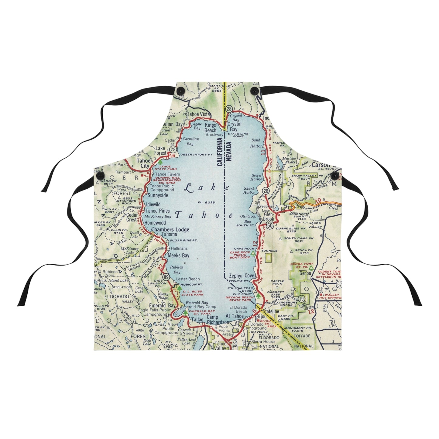 Lake Tahoe Map Apron | Lake House Kitchen Gift