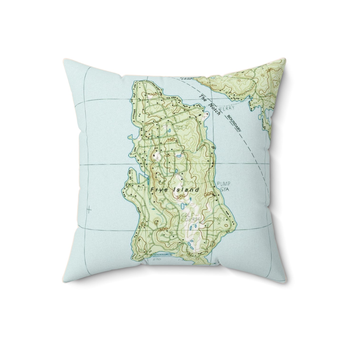 Frye Island Maine vintage map pillow