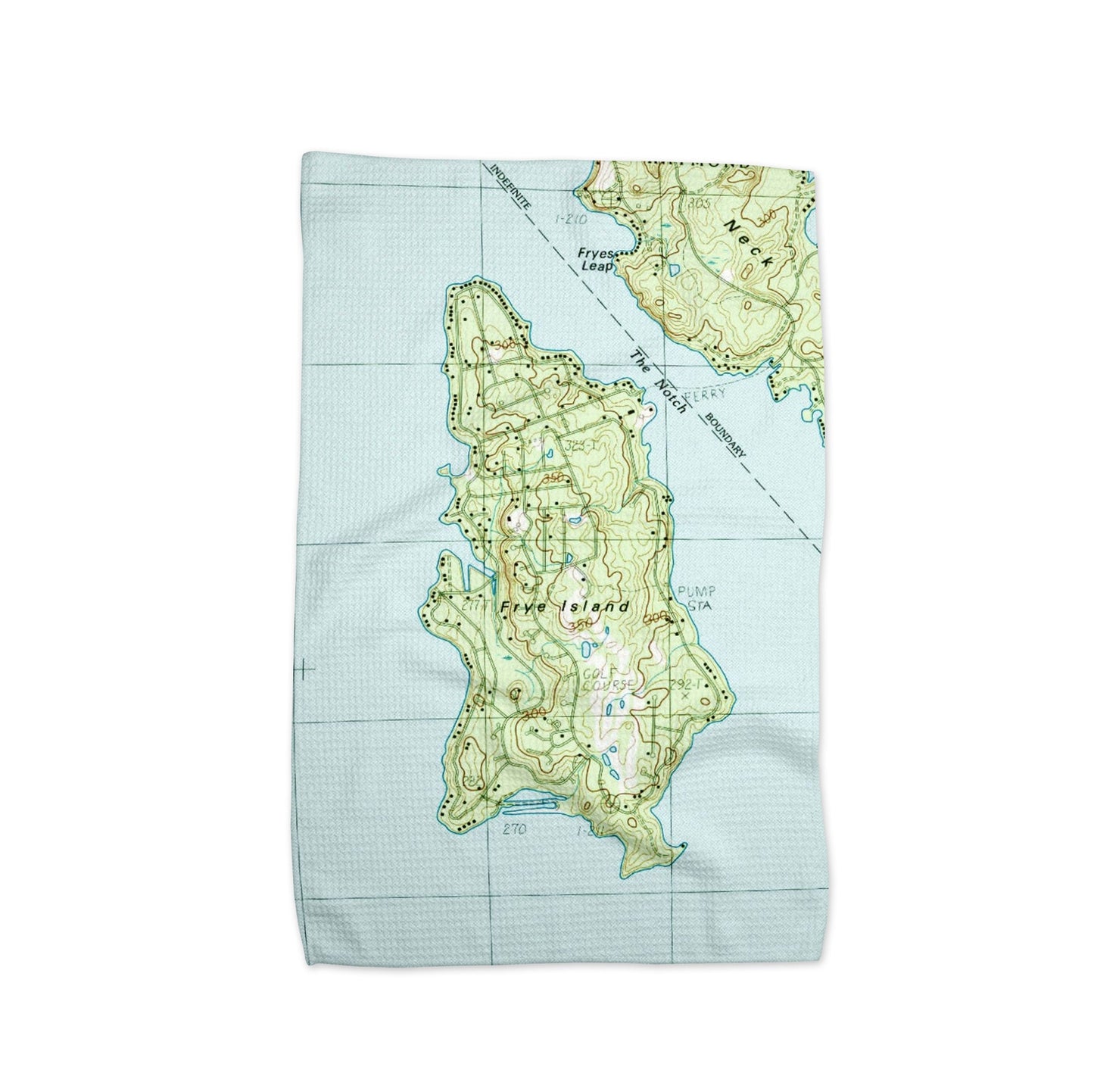 Frye Island Maine Map Tea Towel | Waffle-Weave Kitchen Towel Gift