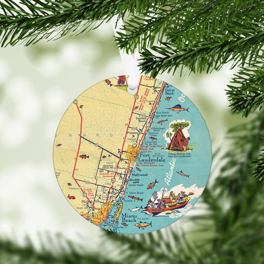 Fort Lauderdale Florida Vintage Map Ornament