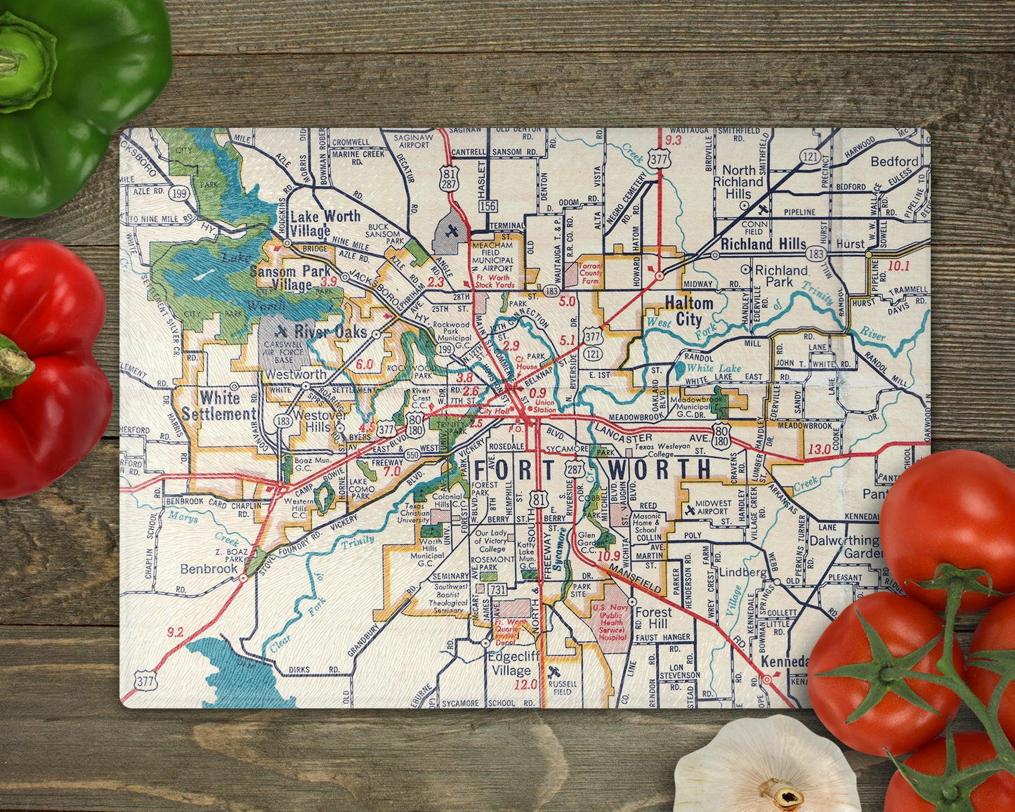 Fort Worth Texas Map Cutting Board | Travel Gift | Kitchen Decor