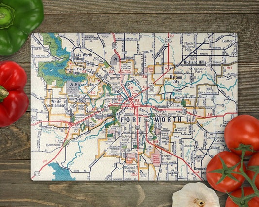 Fort Worth Texas Map Cutting Board | Travel Gift | Kitchen Decor