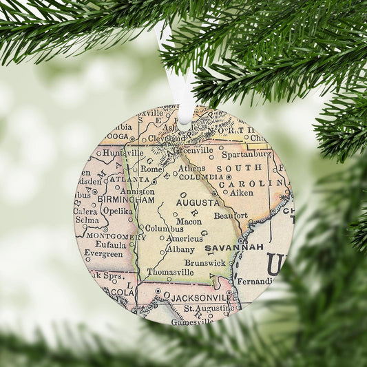 Georgia Vintage Map Ornament