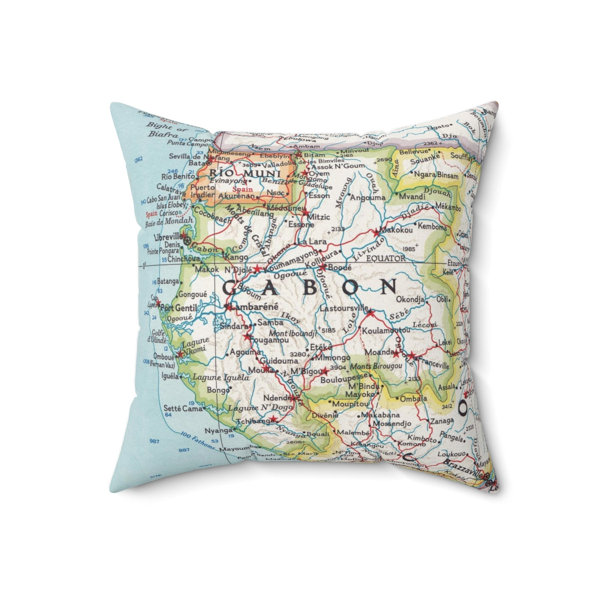Gabon vintage map pillow