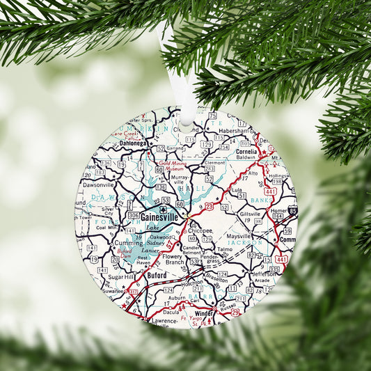 Gainesville Georgia Vintage Map Ornament